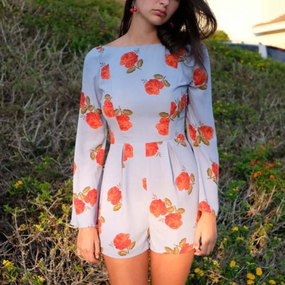 Urban Outfitters Blue Floral Romper NWT M